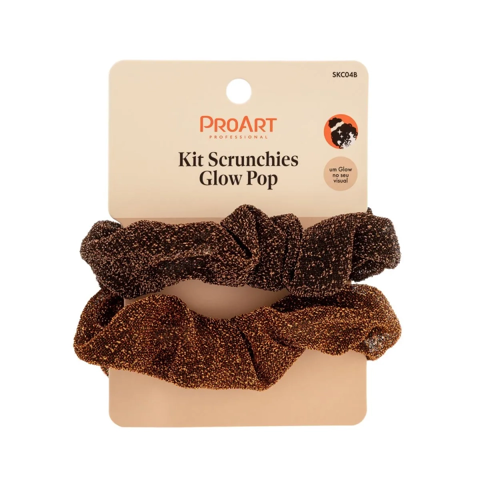 Kit de Scrunchie marrom Glow Pop 2 Peças - ProArt - 1