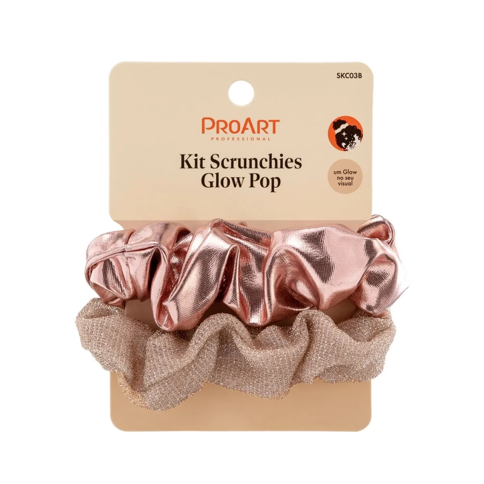 Kit de Scrunchie Rose Glow Pop 2 Peças - ProArt - 1
