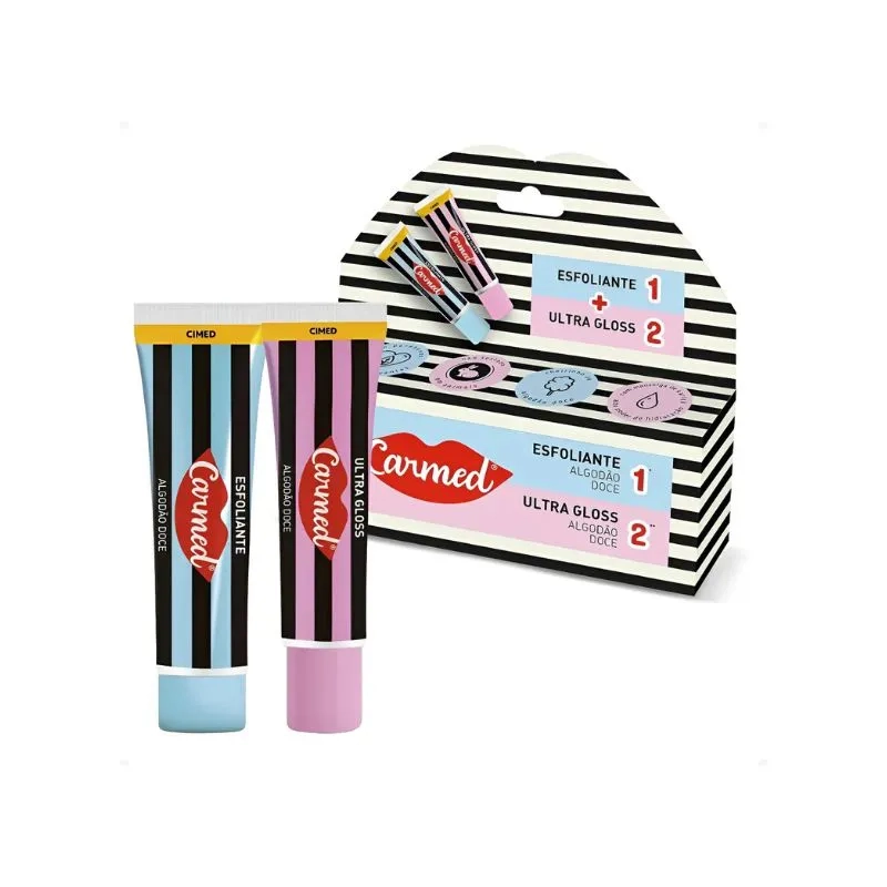 Kit Labial Carmed Sos: Esfoliante + Ultra Gloss Algodão Doce - Cimed