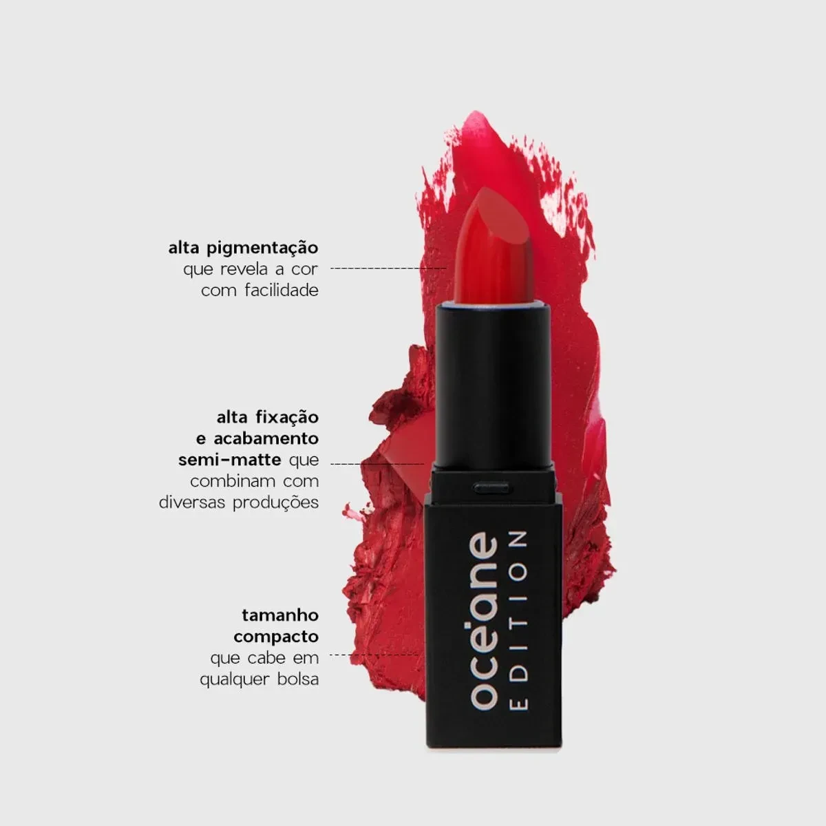 Batom Mini Red kiss vermelho - Oceane Edition - 2