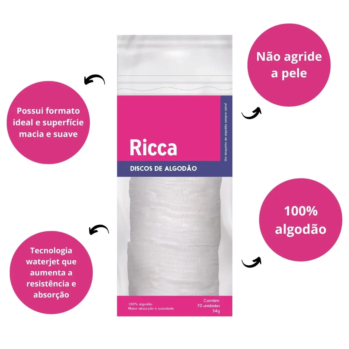 Disco de algodão 50UN - Ricca - 1