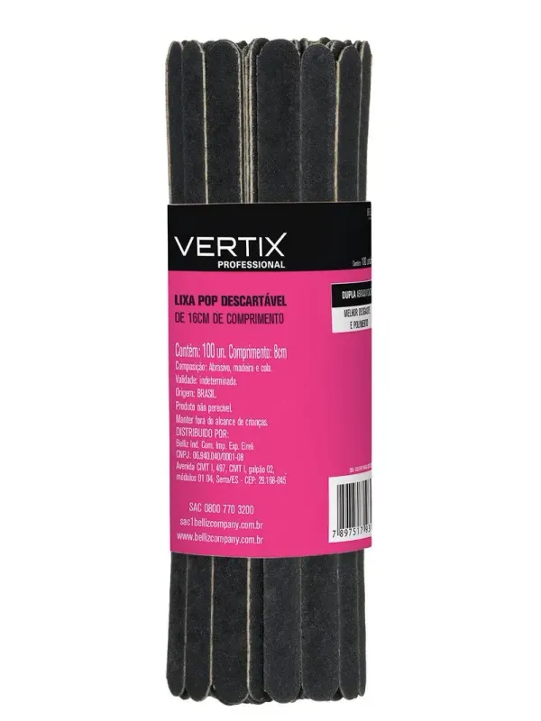 Lixa pop preta descartável 100UN - Vertix
