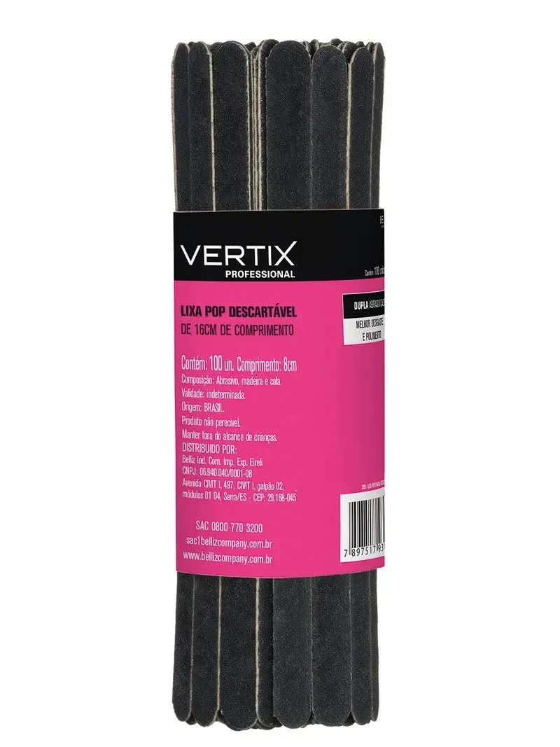 Lixa pop preta descartável 100UN - Vertix - 1