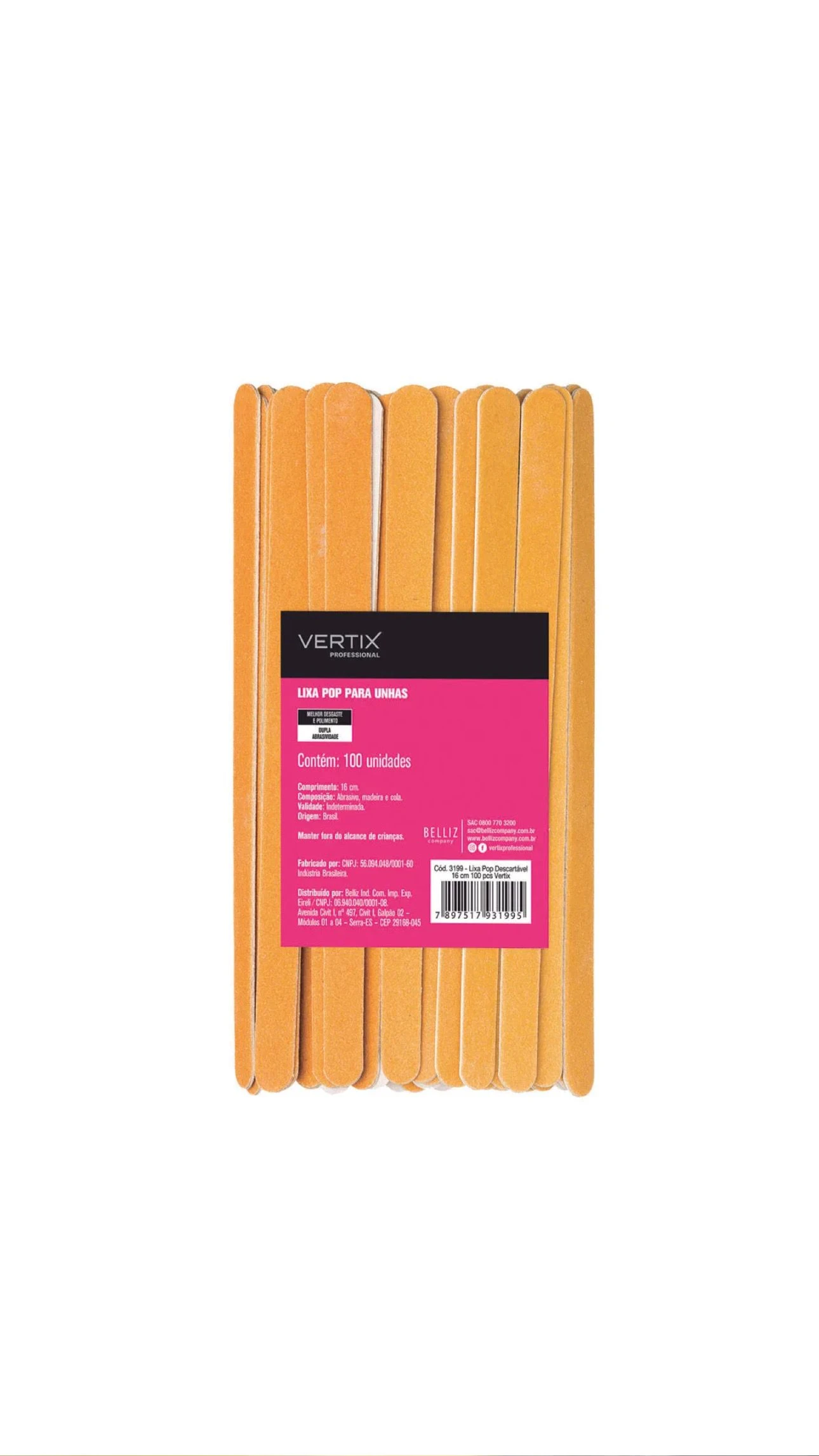 Lixa amarela descartável 100UN - vertix - 1