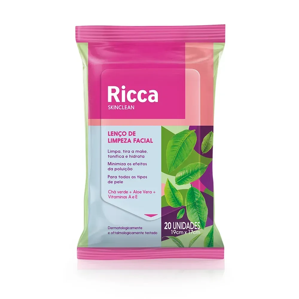 Lenço de limpeza facial 20UN - Ricca - 1