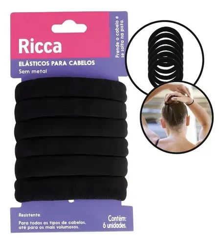 Elástico preto de cabelo - Ricca  - 1