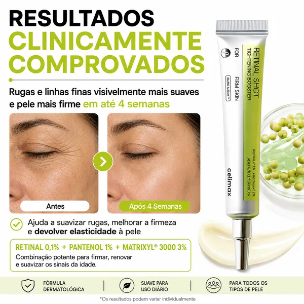 SÉRUM RETINAL SHOT 0,1% CELIMAX ANTIRRUGAS E ANTIENVELHECIMENTO 15ML - imagem 2