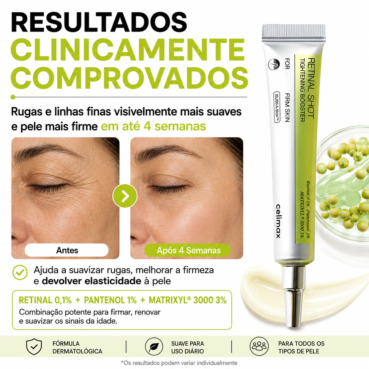 SÉRUM RETINAL SHOT 0,1% CELIMAX ANTIRRUGAS E ANTIENVELHECIMENTO 15ML - 2
