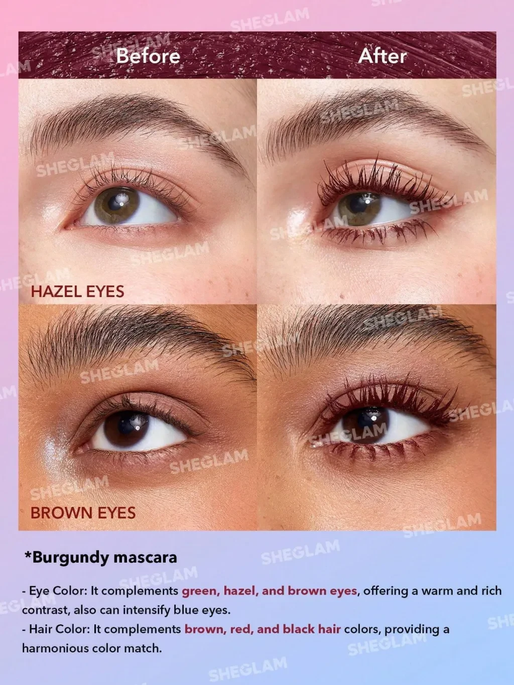 Máscara de Cílios All-In-One Volume & Length Burgundy à Prova d'Água – SHEGLAM - 2