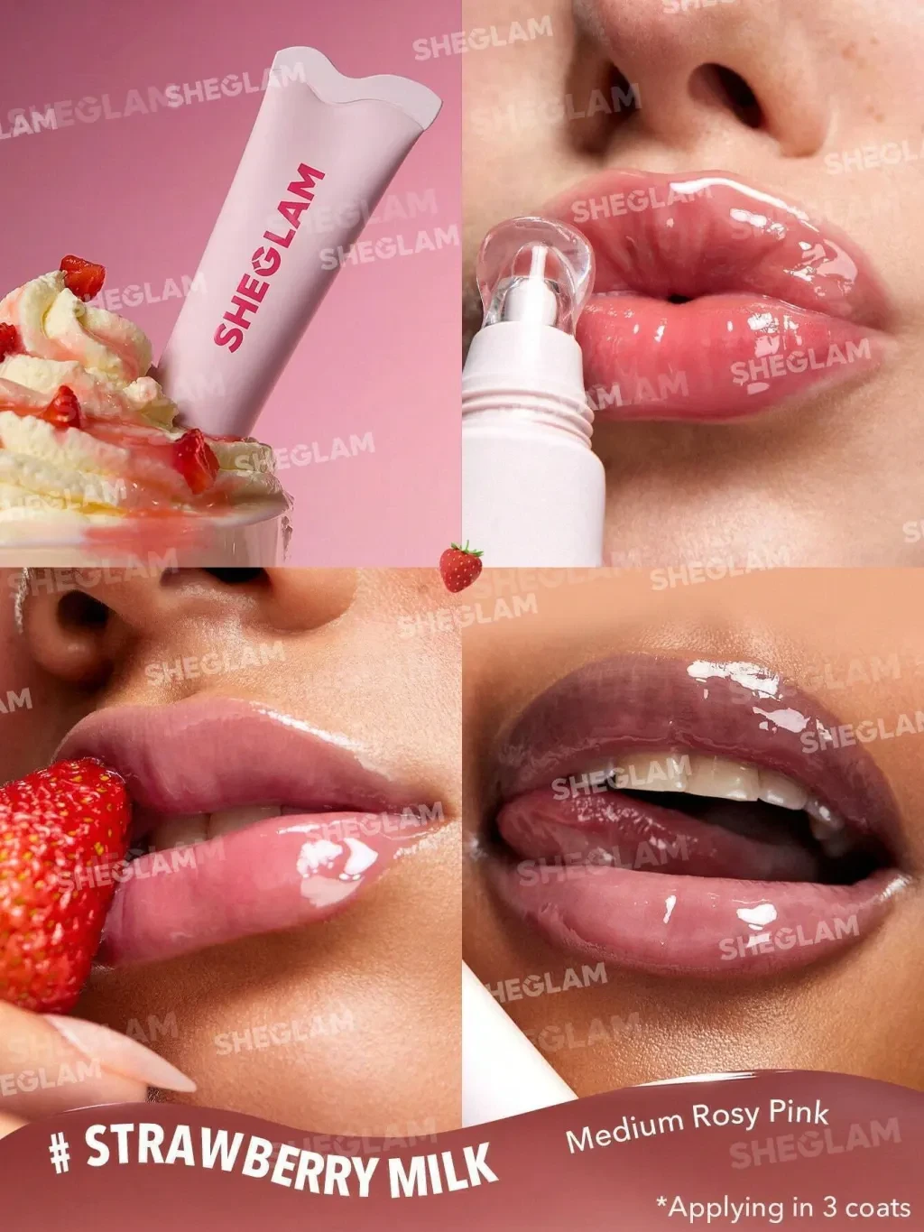 Crystal Glaze Hidratante para os Lábios STRAWBERRY MILK - SHEGLAM - 2