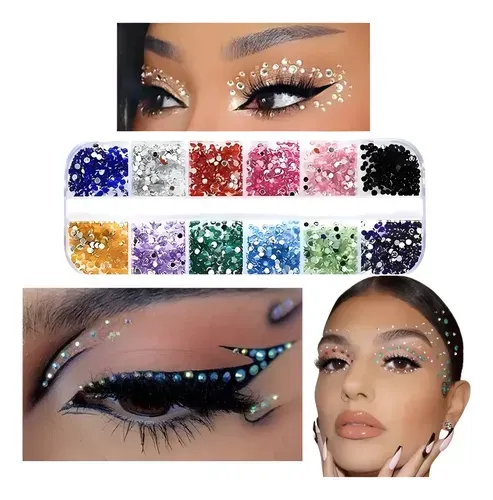 Caixa de strass para maquiagem colorida