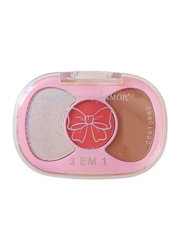 Paleta de contorno, blush e iluminador- Yoyomaquiamor