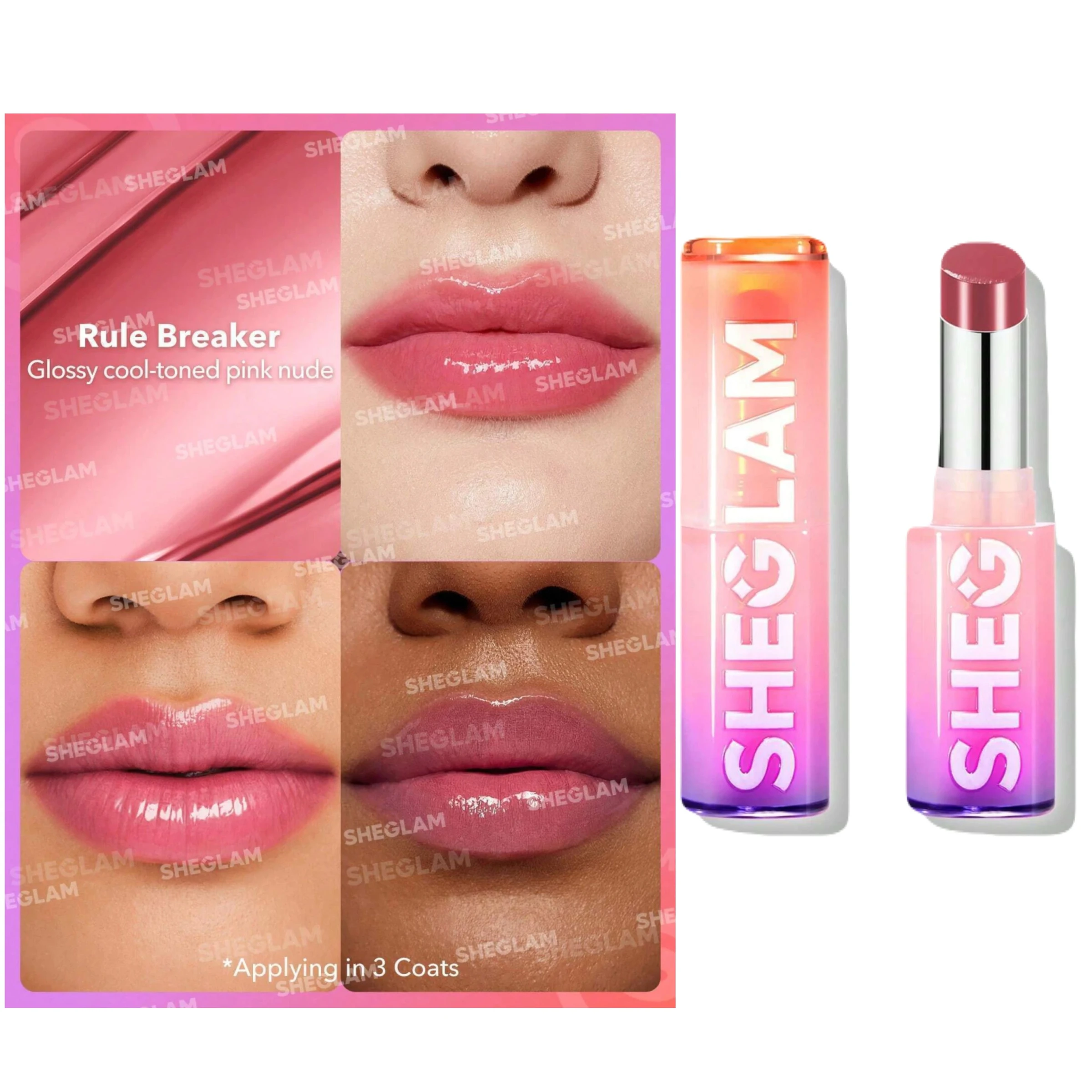 Mirror Kiss High-Shine Lipstick Rule Breaker 100- SHEGLAM - 1