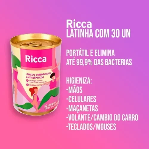  Latinhas de Lenços Umedecidos Antisséptico 30un Ricca - 2