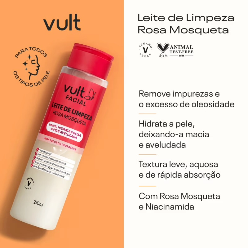 Leite de Limpeza Facial Rosa Mosqueta - Vult  - imagem 2