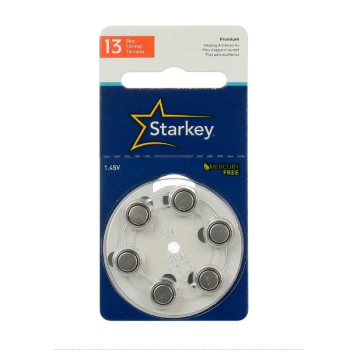 STARKEY S13 / PR48 - 1 CARTELA - 6 BATERIAS PARA APARELHOS AUDITIVOS