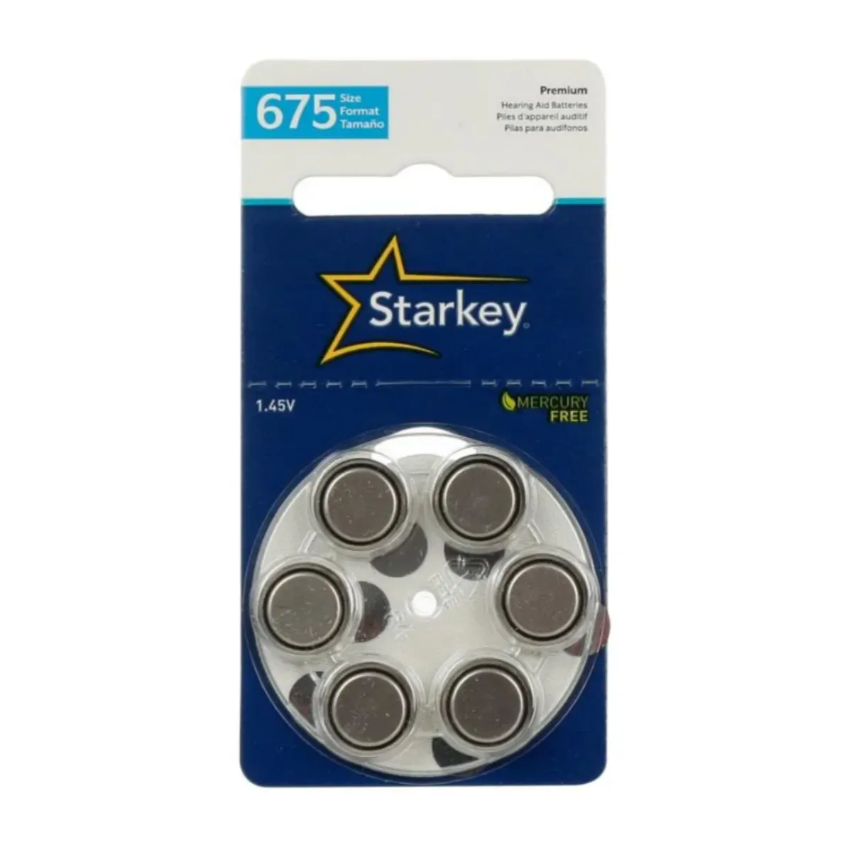 STARKEY S675 / PR44 - 1 CARTELA - 6 BATERIAS PARA APARELHOS AUDITIVOS