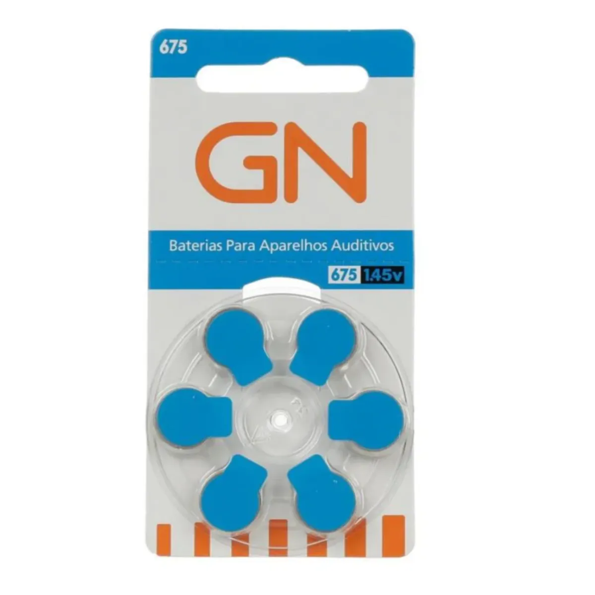 GN P675 / PR44 - 1 CARTELA - 6 BATERIAS PARA APARELHOS AUDITIVOS