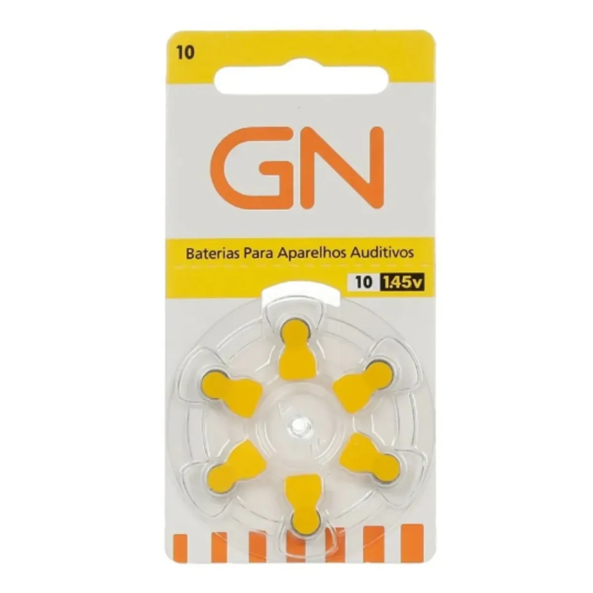 GN P10 / PR70 - 1 CARTELA - 6 BATERIAS PARA APARELHOS AUDITIVOS