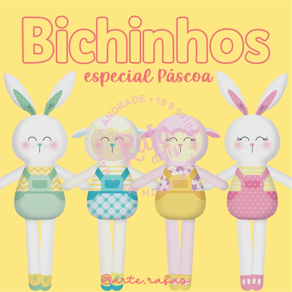 Páscoa - Dolls Coelhos e Ovelhas coloridas - 2