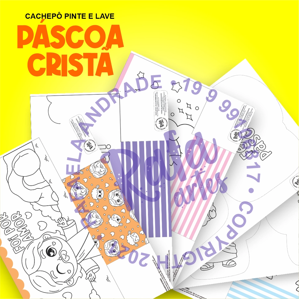 PÁSCOA - CACHEPÔS COLORIR VOL03 CRISTÃ  - imagem 2