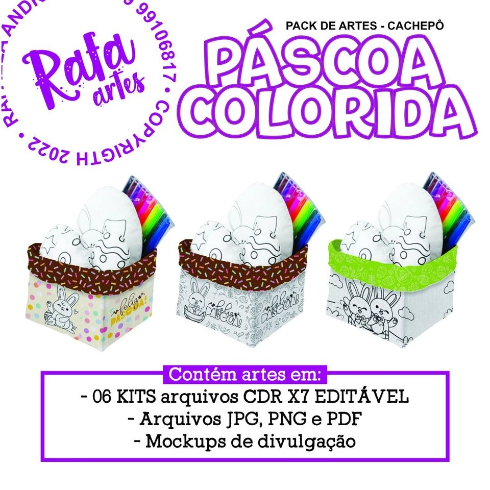 Páscoa - Cachepô Colorir - 1