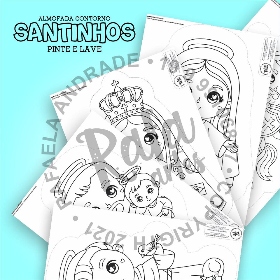 PINTE E LAVE - SANTINHOS ALMOFADA CONTORNO  - imagem 2