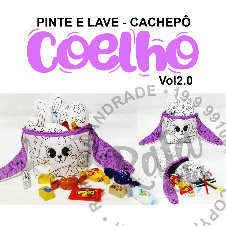 PÁSCOA - CACHEPÔ COLORIR COELHO VOL02 - imagem 1