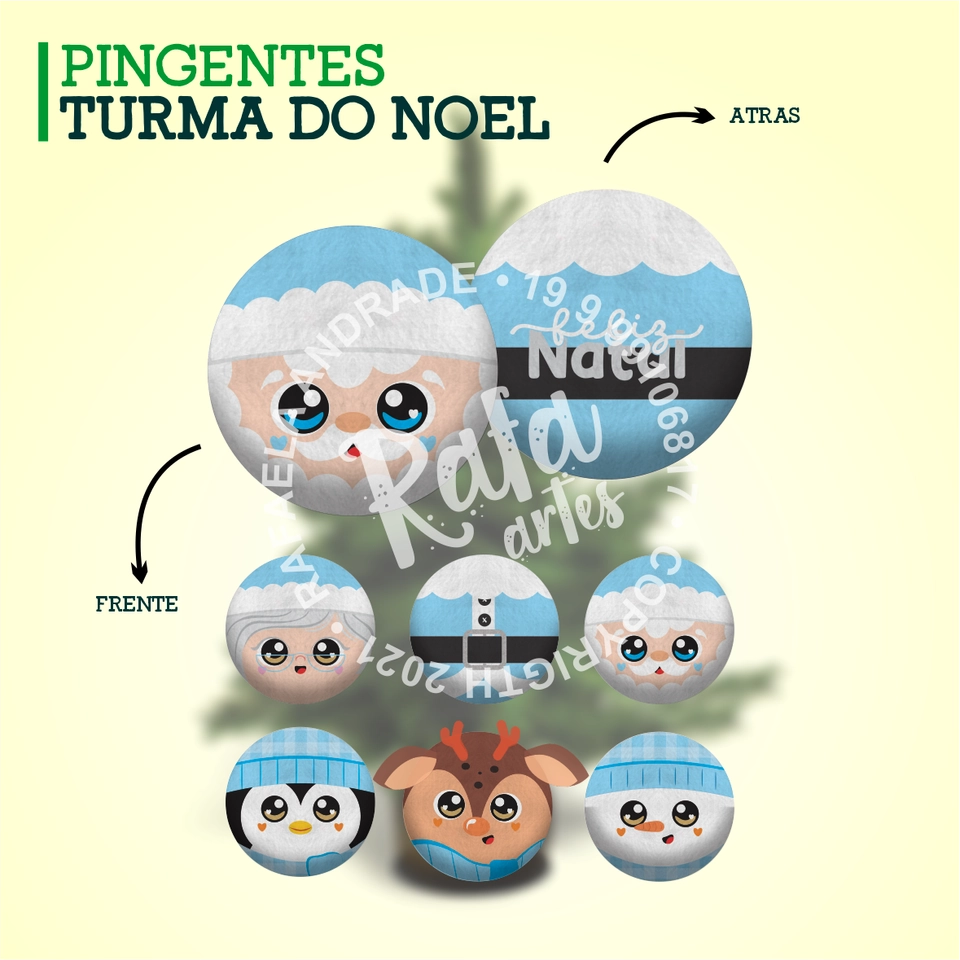 Natal - Pingente Turma do Noel AZUL - imagem 1