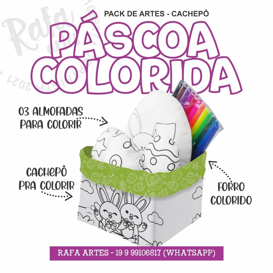 Páscoa - Cachepô Colorir - 2