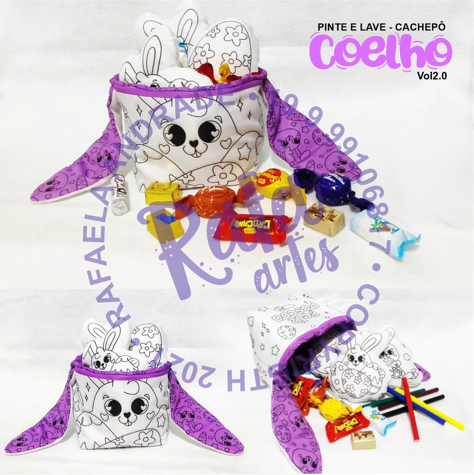 PÁSCOA - CACHEPÔ COLORIR COELHO VOL02 - imagem 3