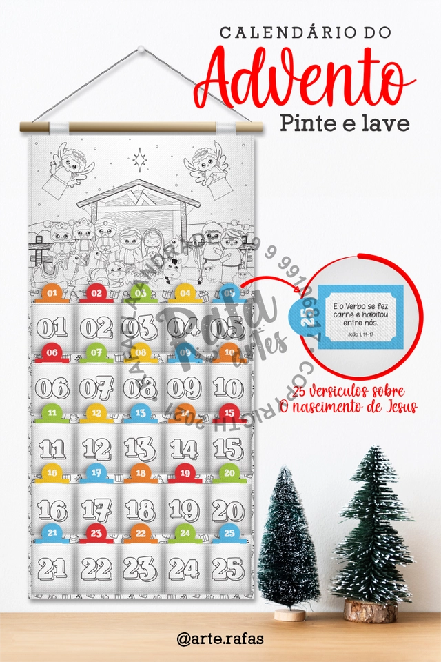 Natal - Calendário do Advento Pinte e Lave + Colorido - imagem 1