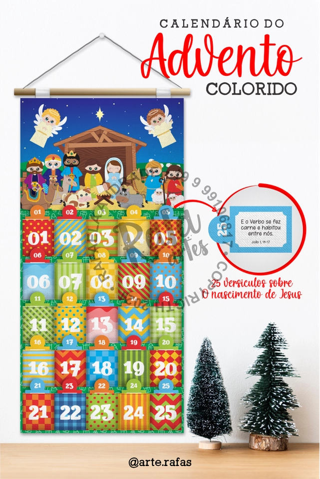 Natal - Calendário do Advento Pinte e Lave + Colorido - imagem 2