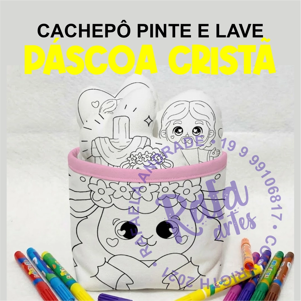 PÁSCOA - CACHEPÔS COLORIR VOL03 CRISTÃ  - imagem 1