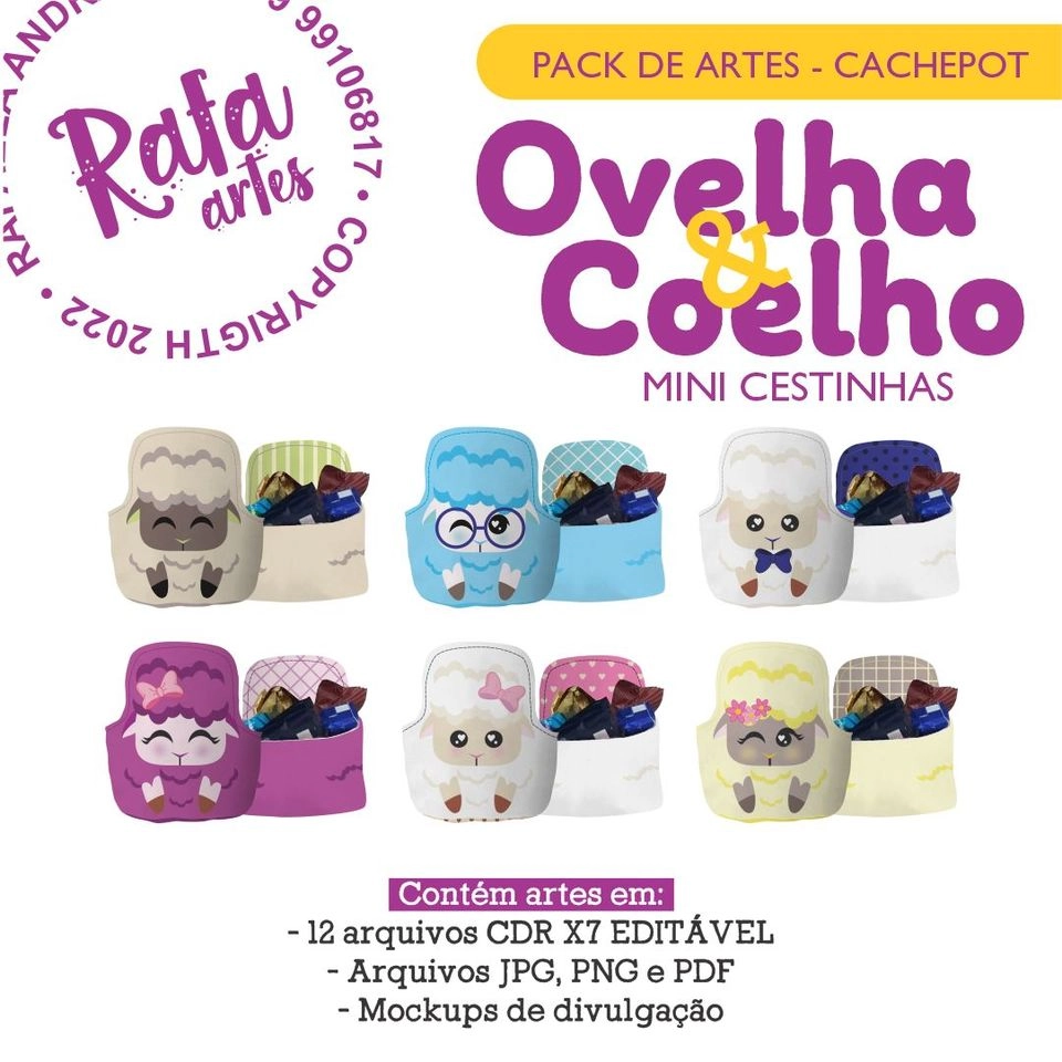 Páscoa - Mini Cestinhas Coelhos e Ovelhas - 2