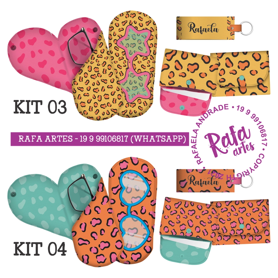 Kit Oncinhas - Porta cartão, óculos e chaveiro - imagem 2