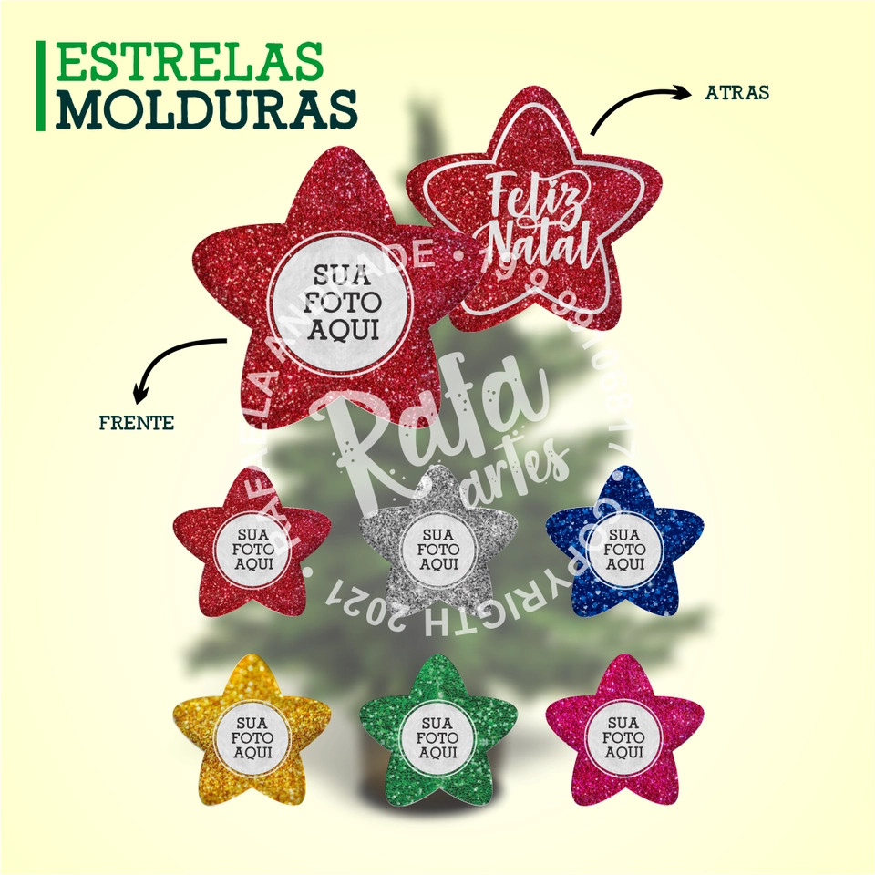 Natal - Estrela Moldura Glitter - imagem 1