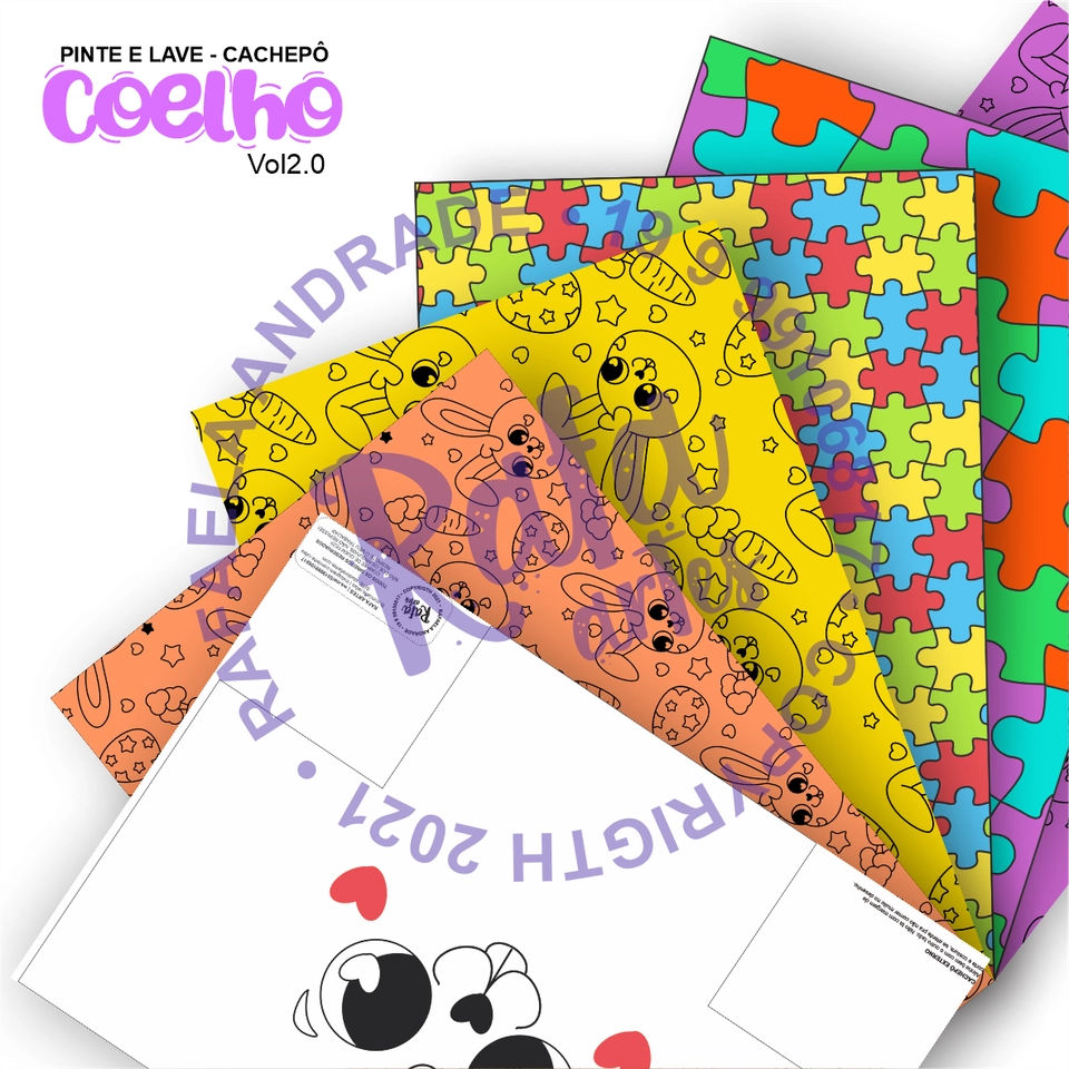 PÁSCOA - CACHEPÔ COLORIR COELHO VOL02 - imagem 2