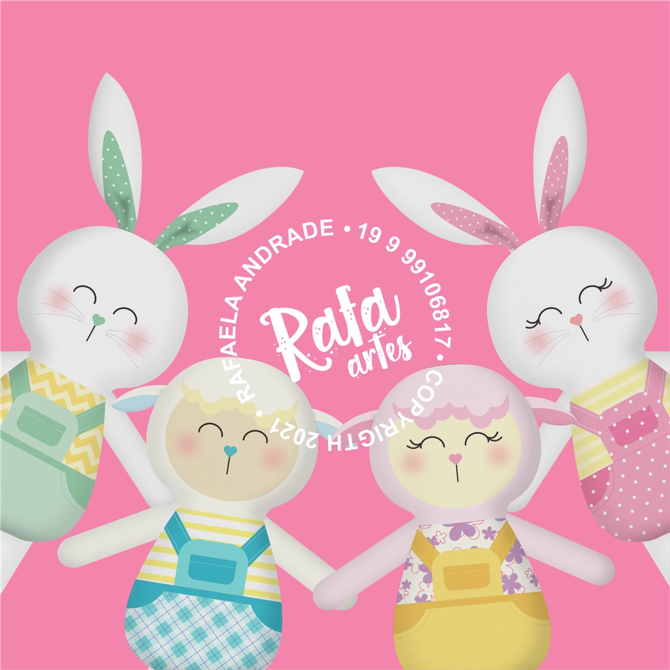 Páscoa - Dolls Coelhos e Ovelhas coloridas - 4