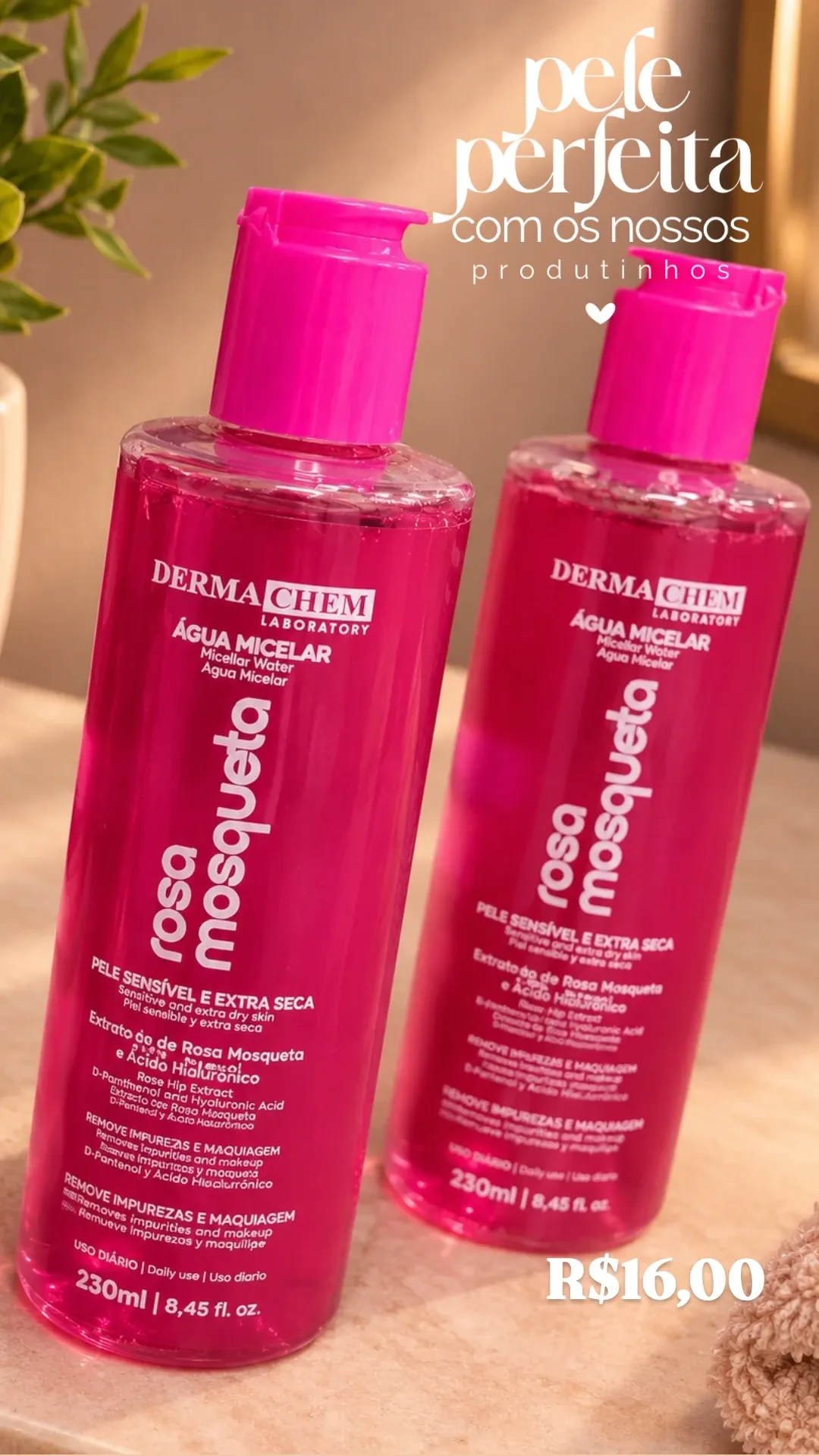 Água Micelar Rosa Mosqueta Dermachem 230ml - 1