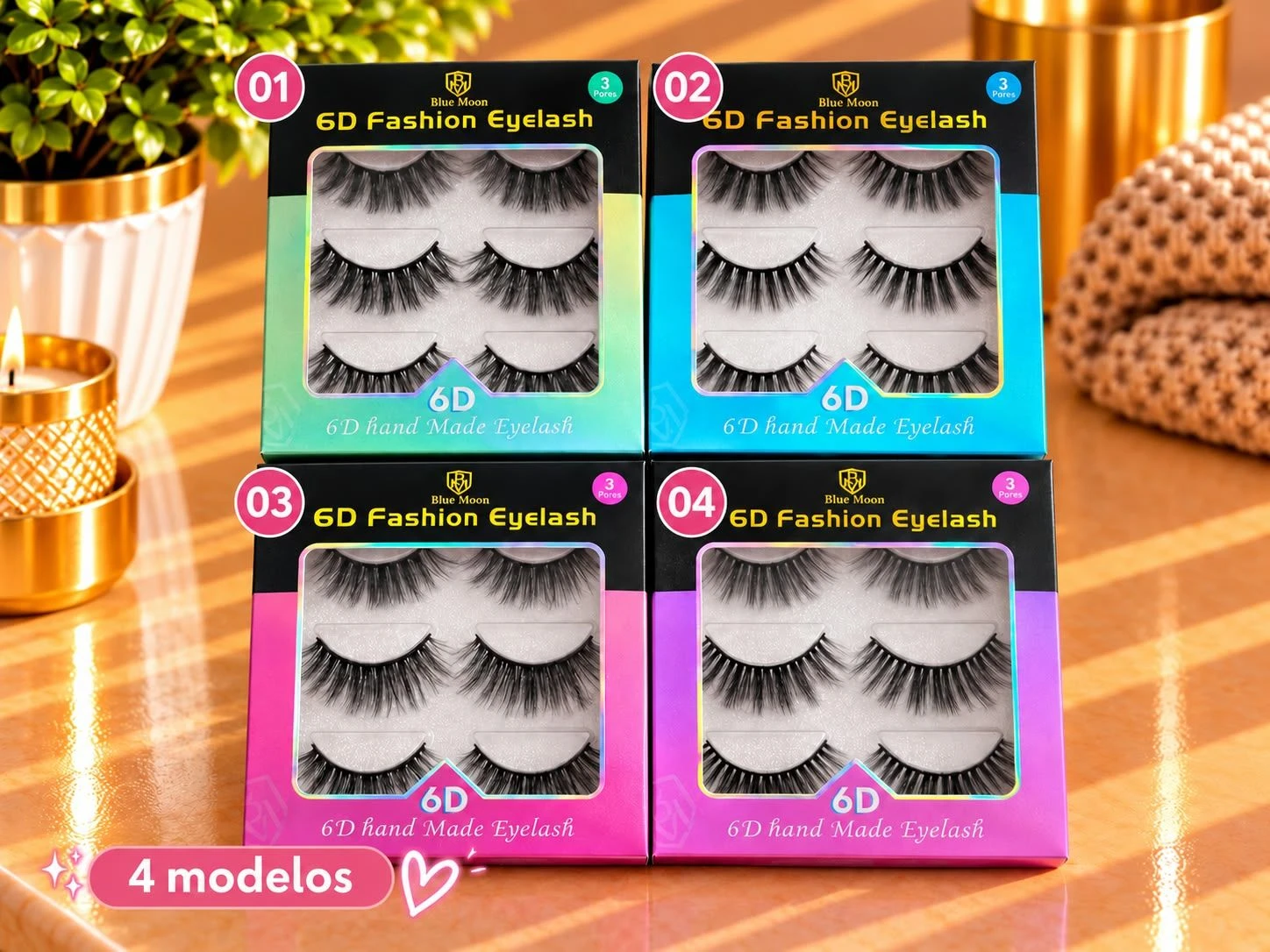 Cílios Postiços 6D Blue Moon 3 pares - 1