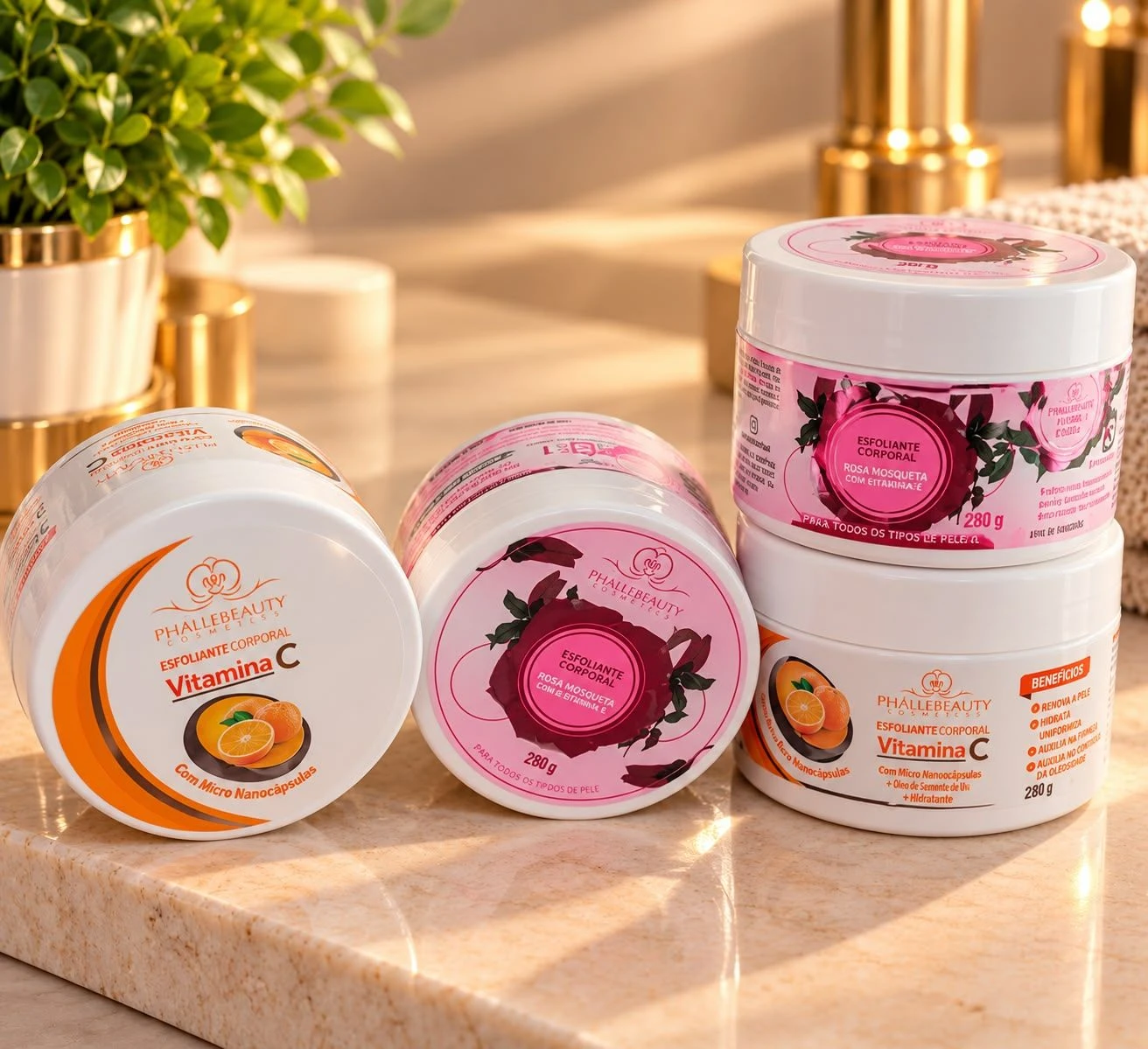 Esfoliante Corporal Vitamina C ou Rosa Mosqueta – Phállebeauty 280g - 1