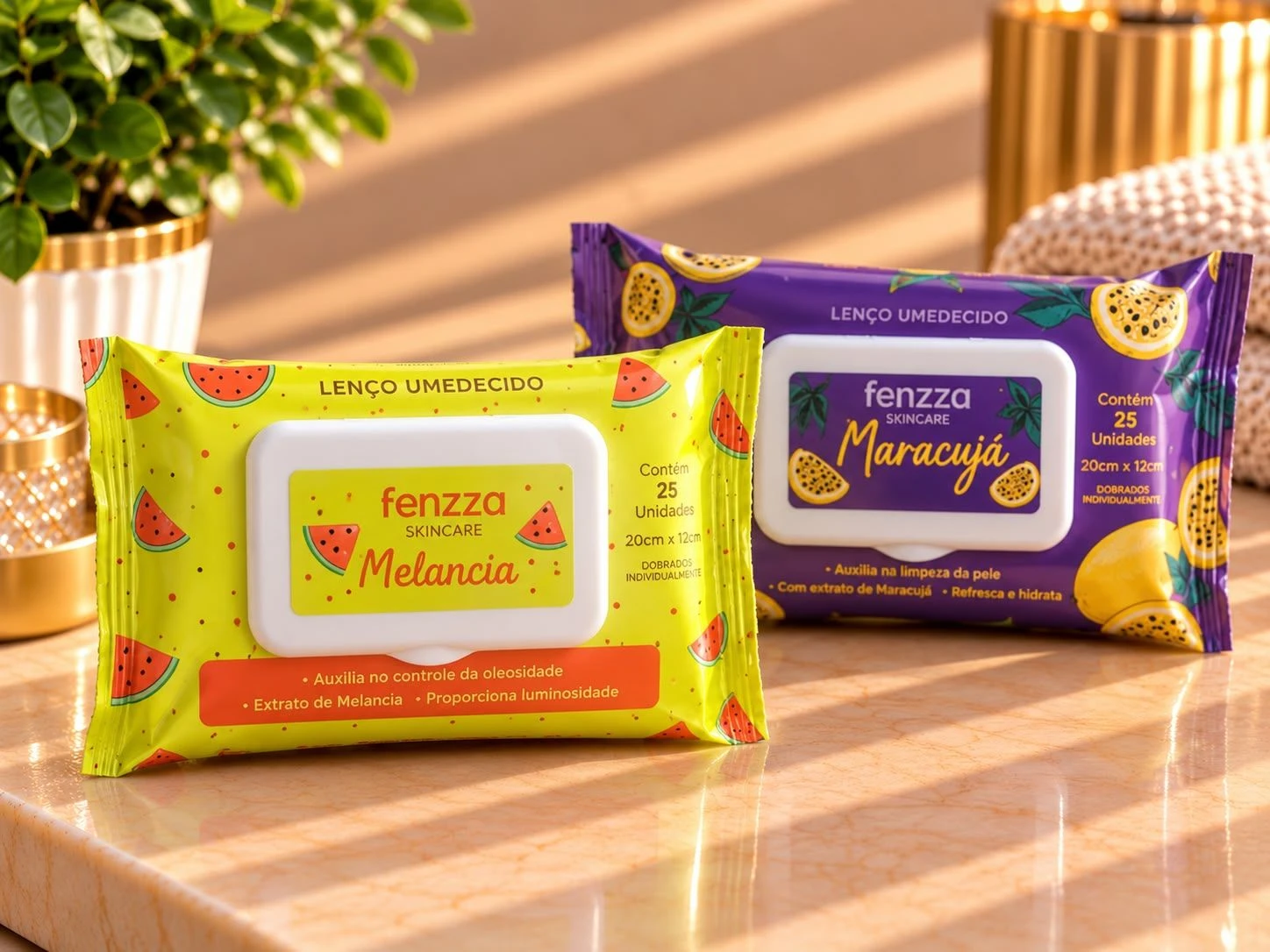 Lenço Umedecido Facial Fenzza Skincare – Melancia ou Maracujá  - 1