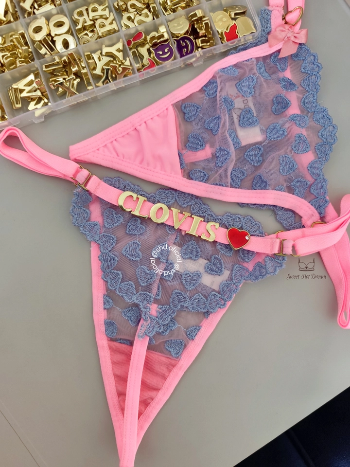 Calcinha Personalizável - Meio Fio Tule Coração - imagem 4