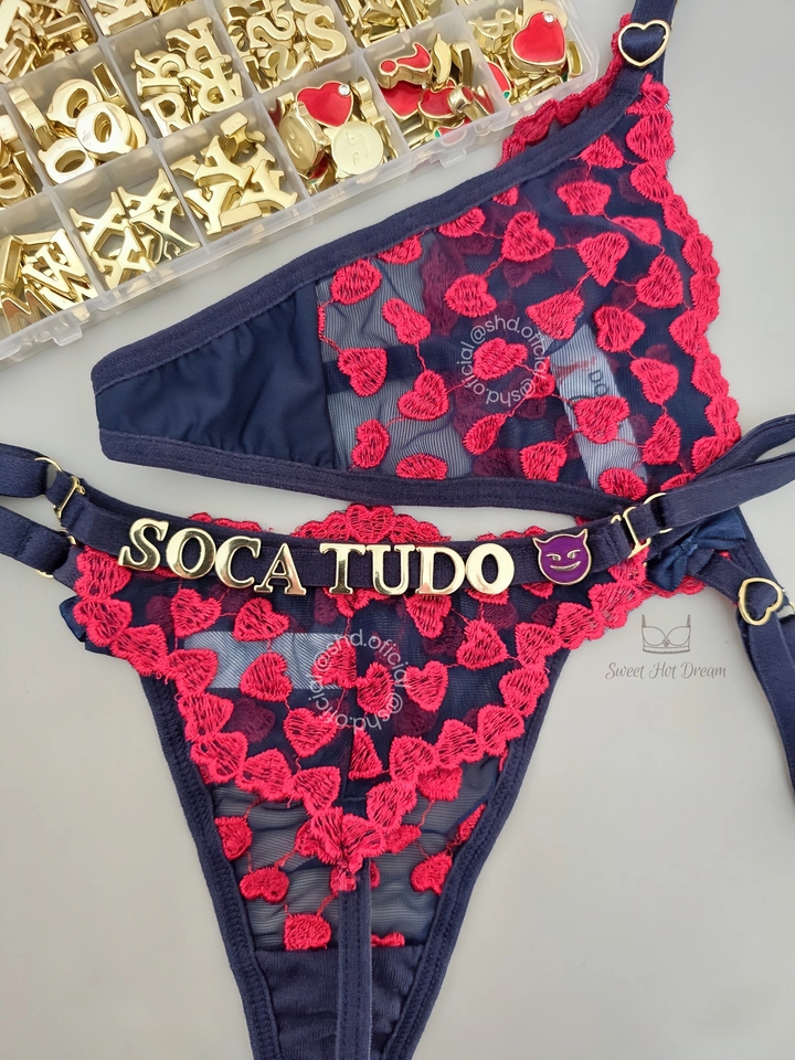 Calcinha Personalizável - Meio Fio Tule Coração - imagem 2