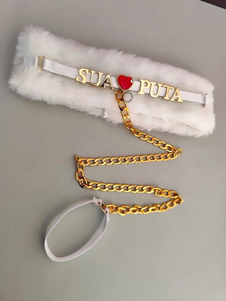 Coleira de Pelúcia Com Guia Personalizável  - 1