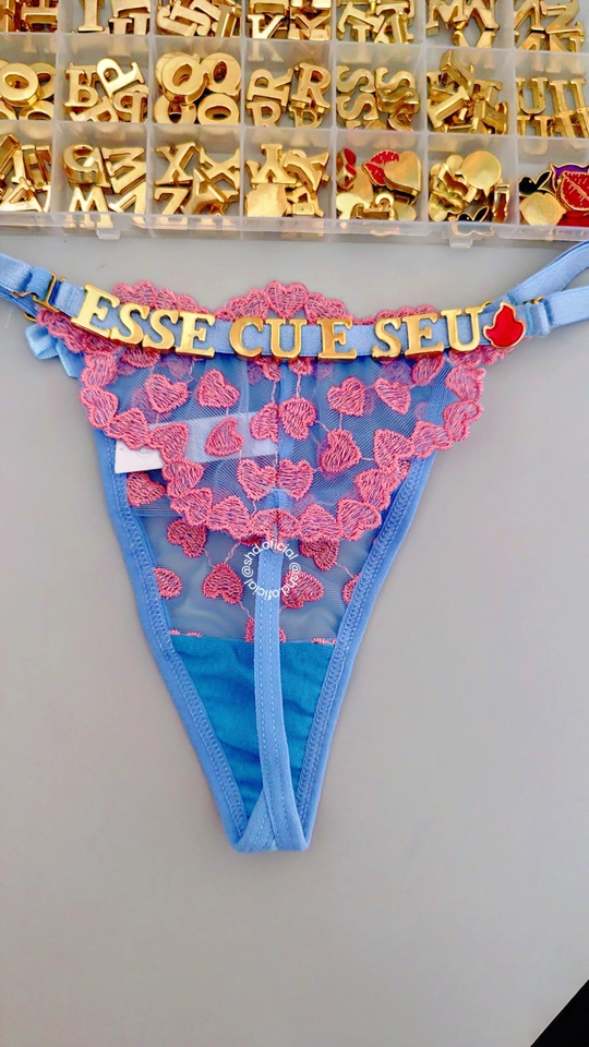 Calcinha Personalizável - Meio Fio Tule Coração - imagem 3