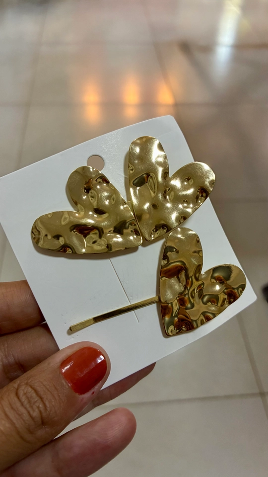 Kit bico de pato e grampo - coração dourado 