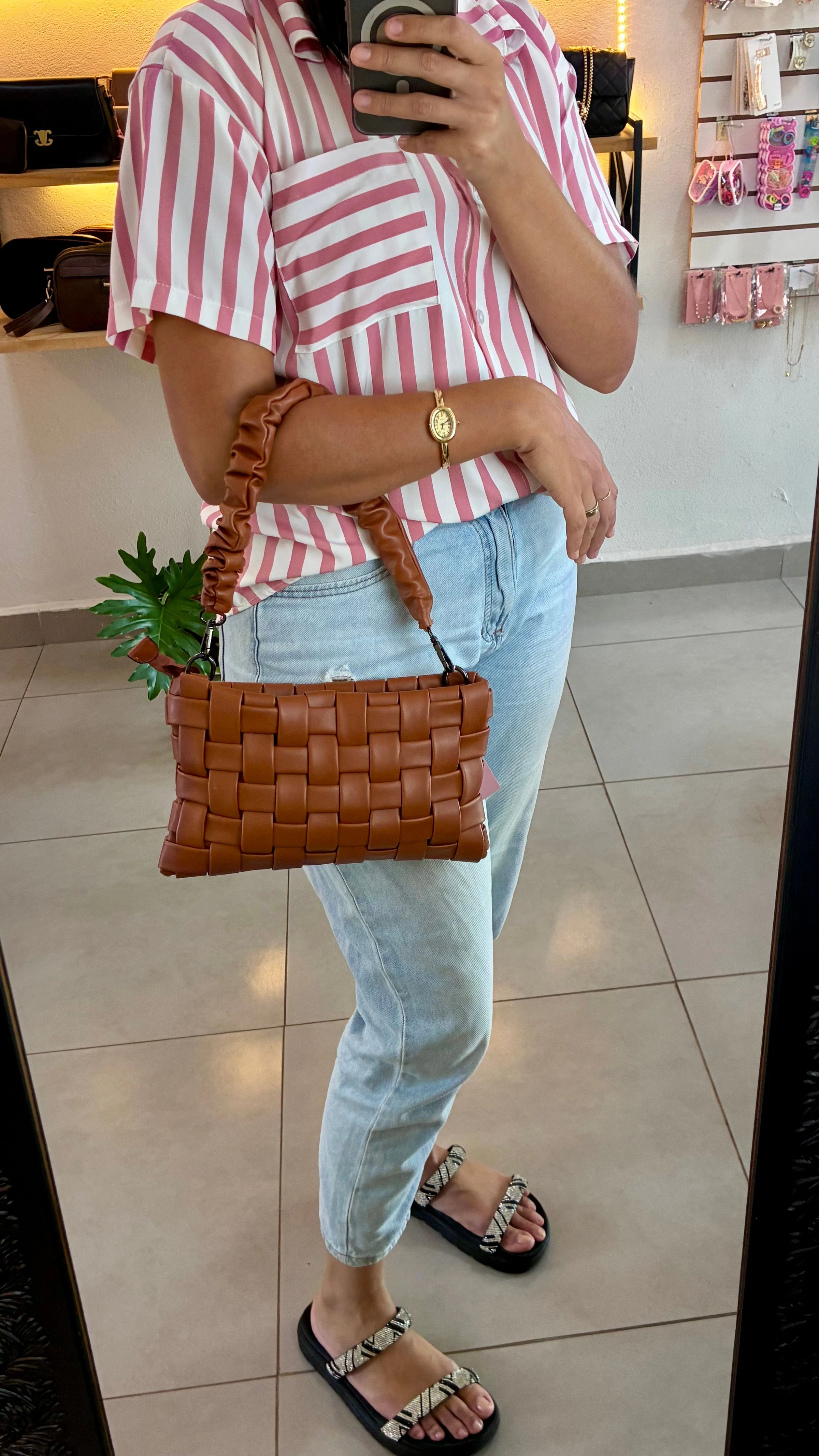 Bolsa trançada média  - 1