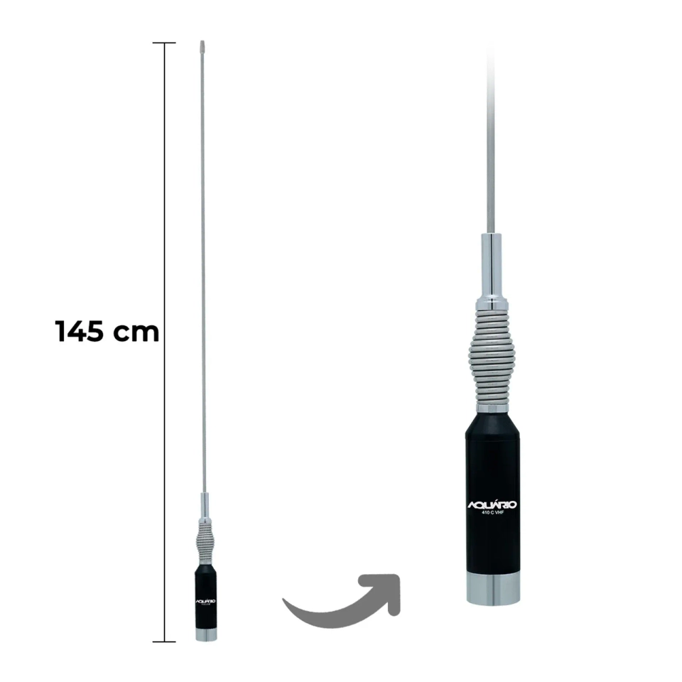 Antena Móvel Carro 5/8 VHF Faixa 2 metros Base Mola Ref M-410C - 2